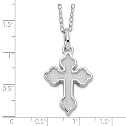 Sterling Silver Matted Cross Ash Holder Necklace 18"