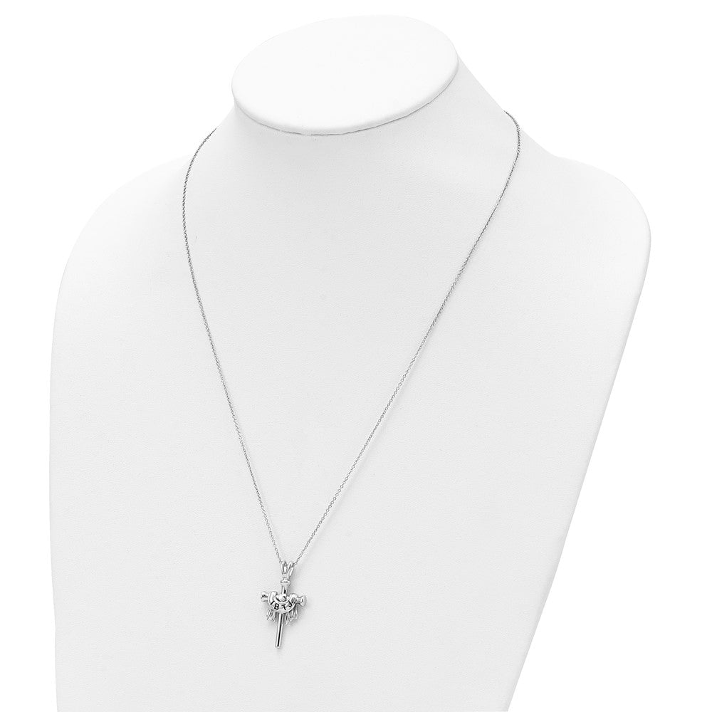Sterling Silver Antiqued IBTJ (I belong to Jesus) Cross with Sentiment Necklace 22"