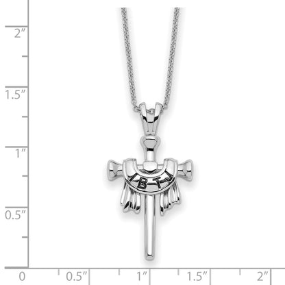 Sterling Silver Antiqued IBTJ (I belong to Jesus) Cross with Sentiment Necklace 22"