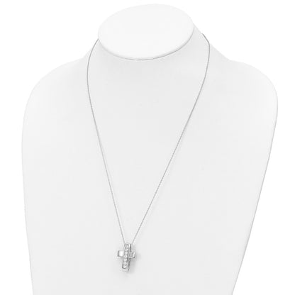 Sterling Silver Cubic Zirconia Good and Perfect Cross Necklace 22"