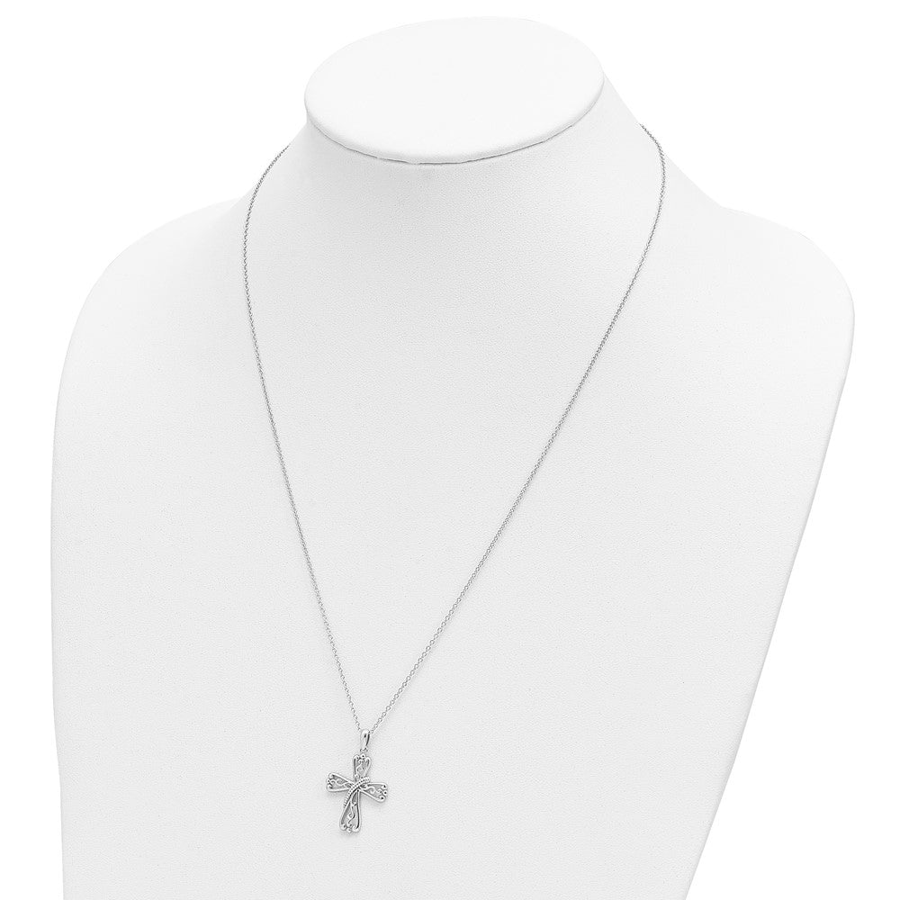 Sterling Silver Love Never Fails Cross Necklace 22"