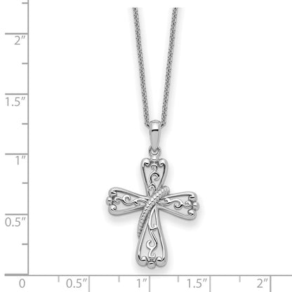 Sterling Silver Love Never Fails Cross Necklace 22"