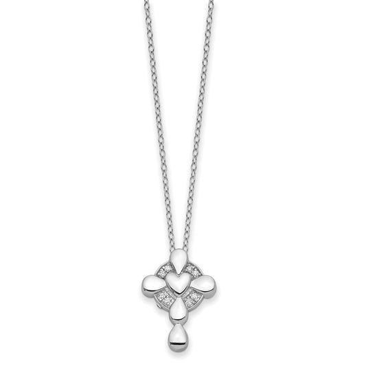 Sterling Silver Cubic Zirconia Memory Cross Locket Necklace 18"