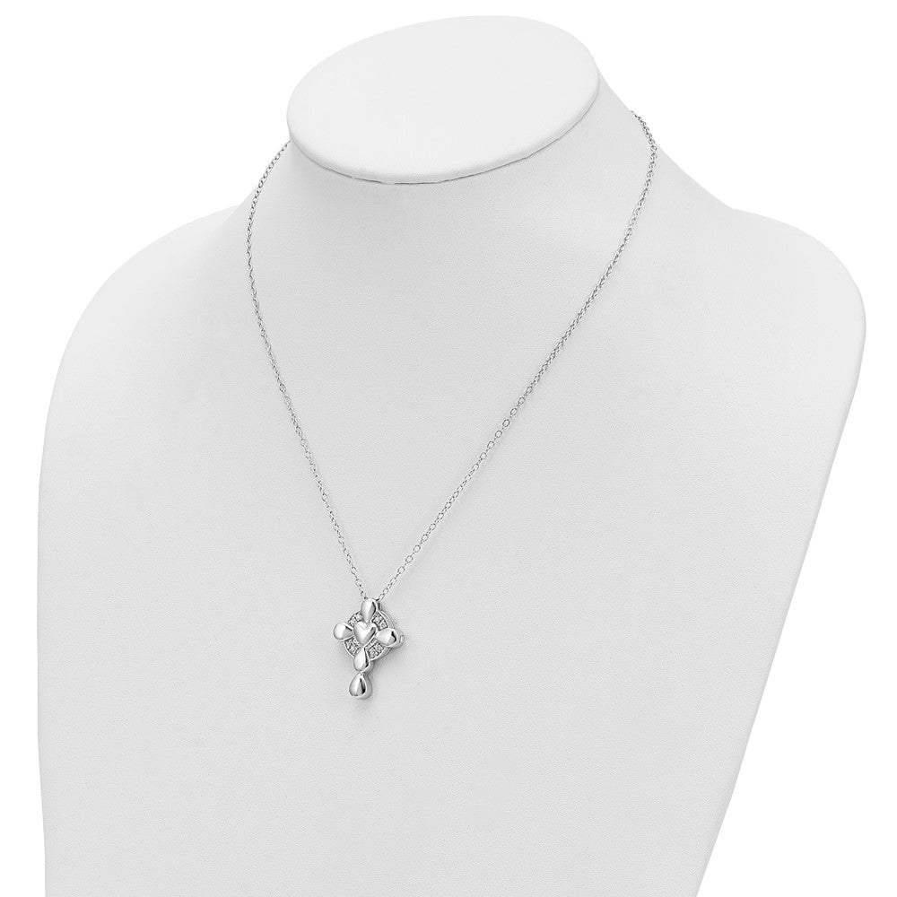 Sterling Silver Cubic Zirconia Memory Cross Locket Necklace 18"