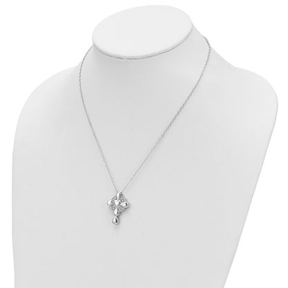 Sterling Silver Cubic Zirconia Memory Cross Locket Necklace 18"