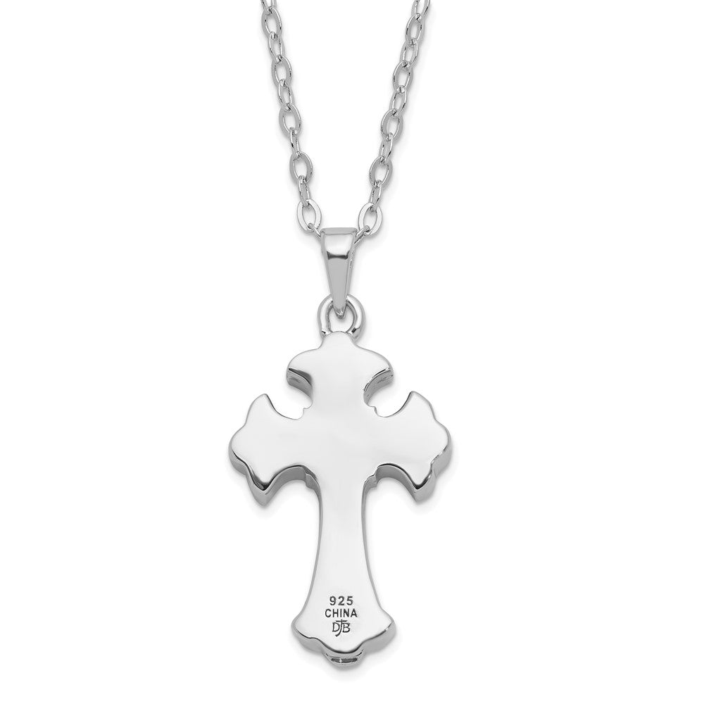Sterling Silver Cubic Zirconia Eternal Home Cross Ash Holder Necklace 18"