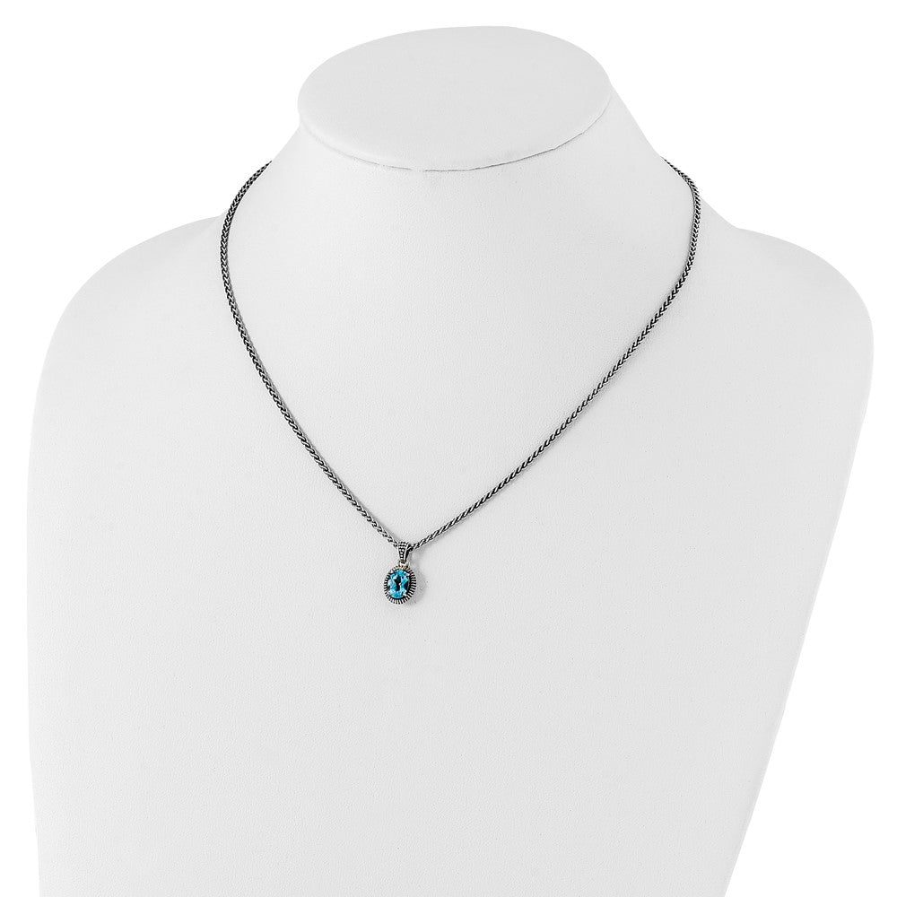 Sterling Silver 14K Gold Accent Oval Light Swiss Blue Topaz Oval Necklace 18"