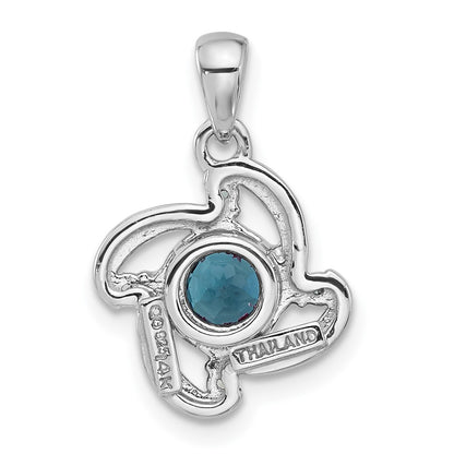 Sterling Silver 14K Gold Accent .51 ct London Blue Topaz .08 ct Swiss Blue Topaz Necklace 20"