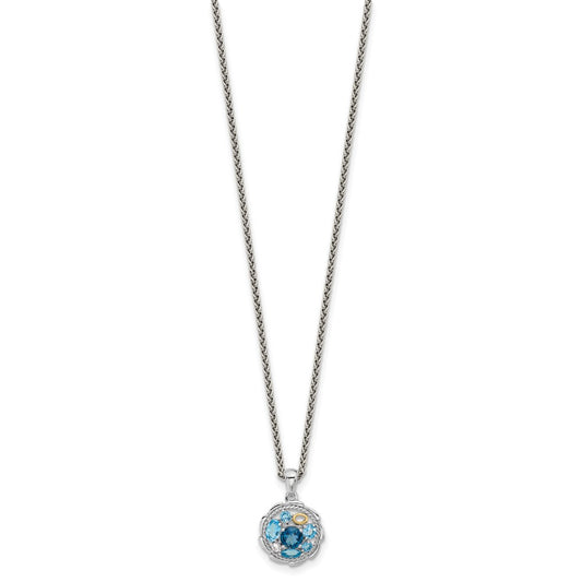 Sterling Silver 14K Gold Accent Multi Gemstone Necklace 18"