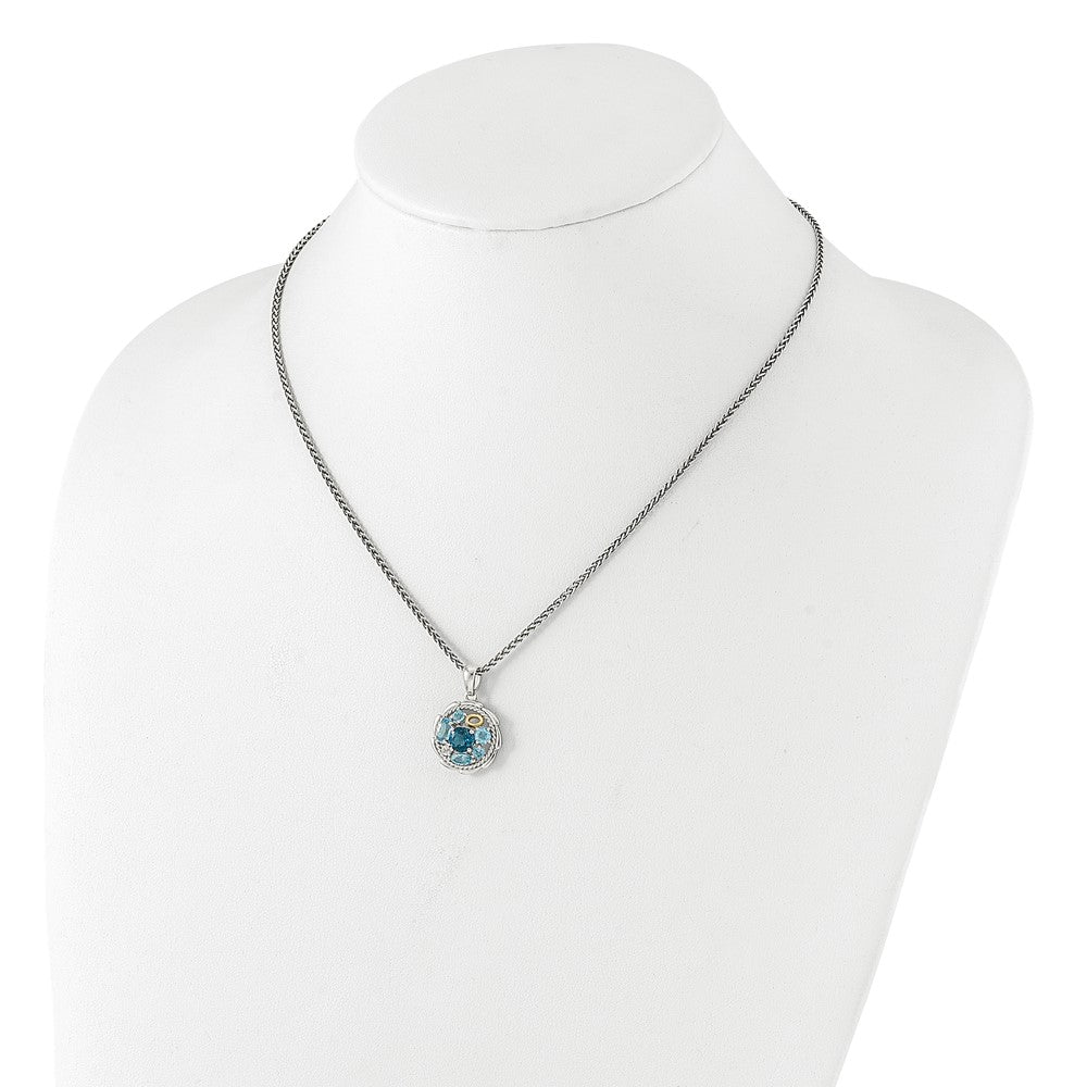 Sterling Silver 14K Gold Accent Multi Gemstone Necklace 18"