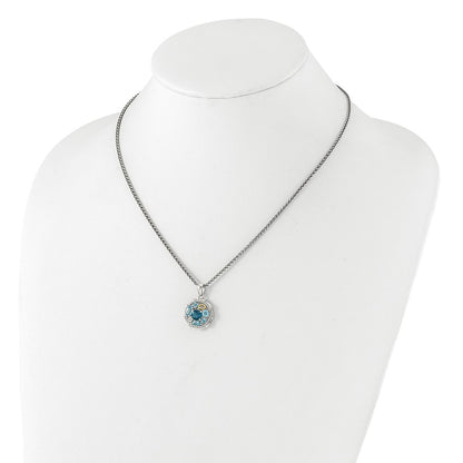 Sterling Silver 14K Gold Accent Multi Gemstone Necklace 18"