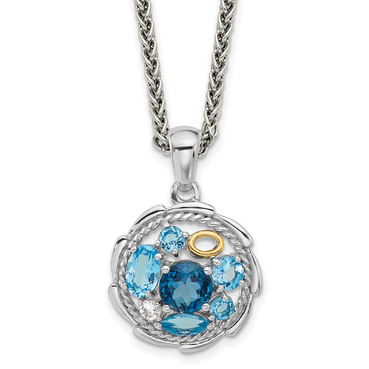 Sterling Silver 14K Gold Accent Multi Gemstone Necklace 18"
