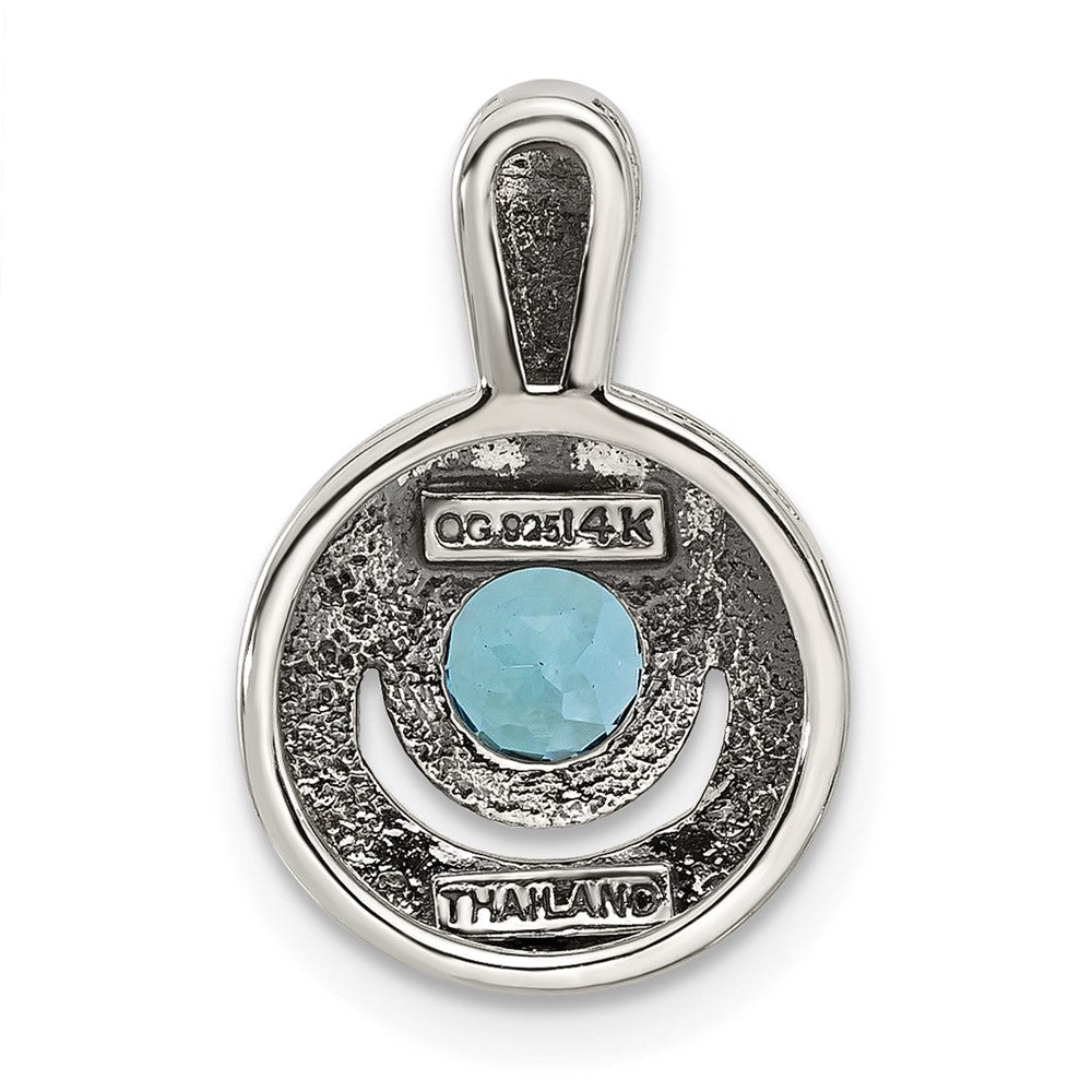 Sterling Silver 14K Gold Accent Light Swiss Blue Topaz Necklace 18"