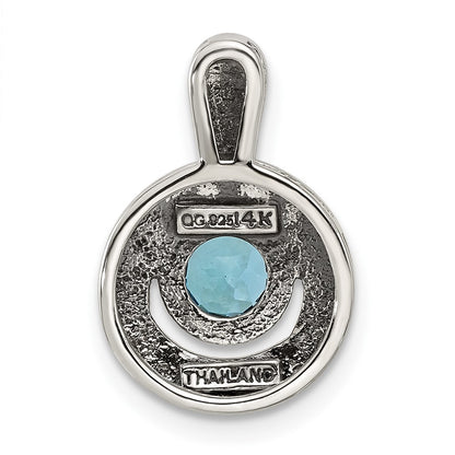 Sterling Silver 14K Gold Accent Light Swiss Blue Topaz Necklace 18"