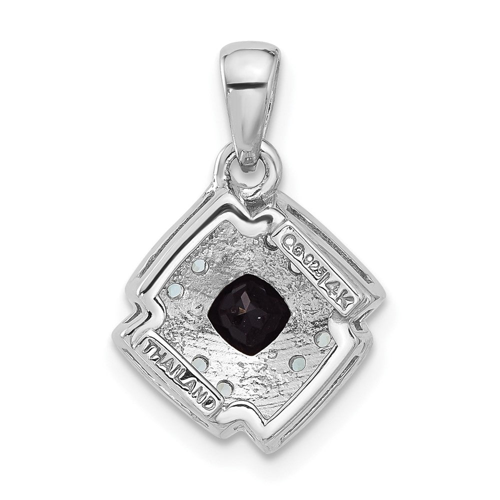 Sterling Silver 14K Gold Accent .49 ct Onyx and .16 ct Swiss Blue Topaz Necklace 18"