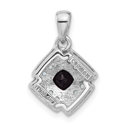 Sterling Silver 14K Gold Accent .49 ct Onyx and .16 ct Swiss Blue Topaz Necklace 18"