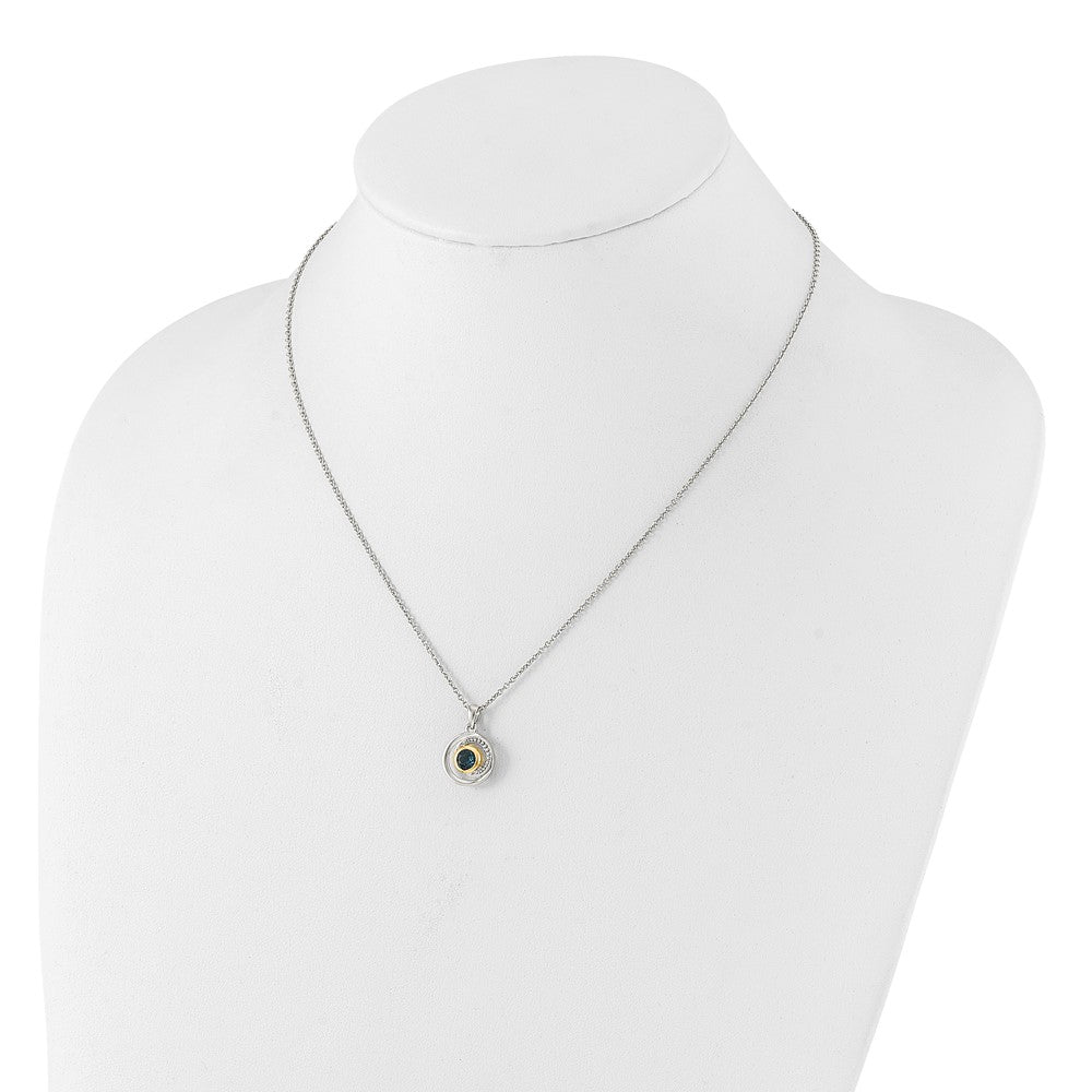 Sterling Silver 14K Gold Accent London Blue Topaz Necklace 20"