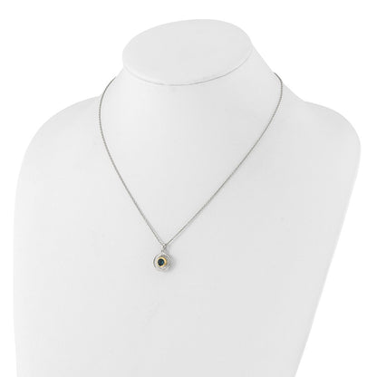 Sterling Silver 14K Gold Accent London Blue Topaz Necklace 20"
