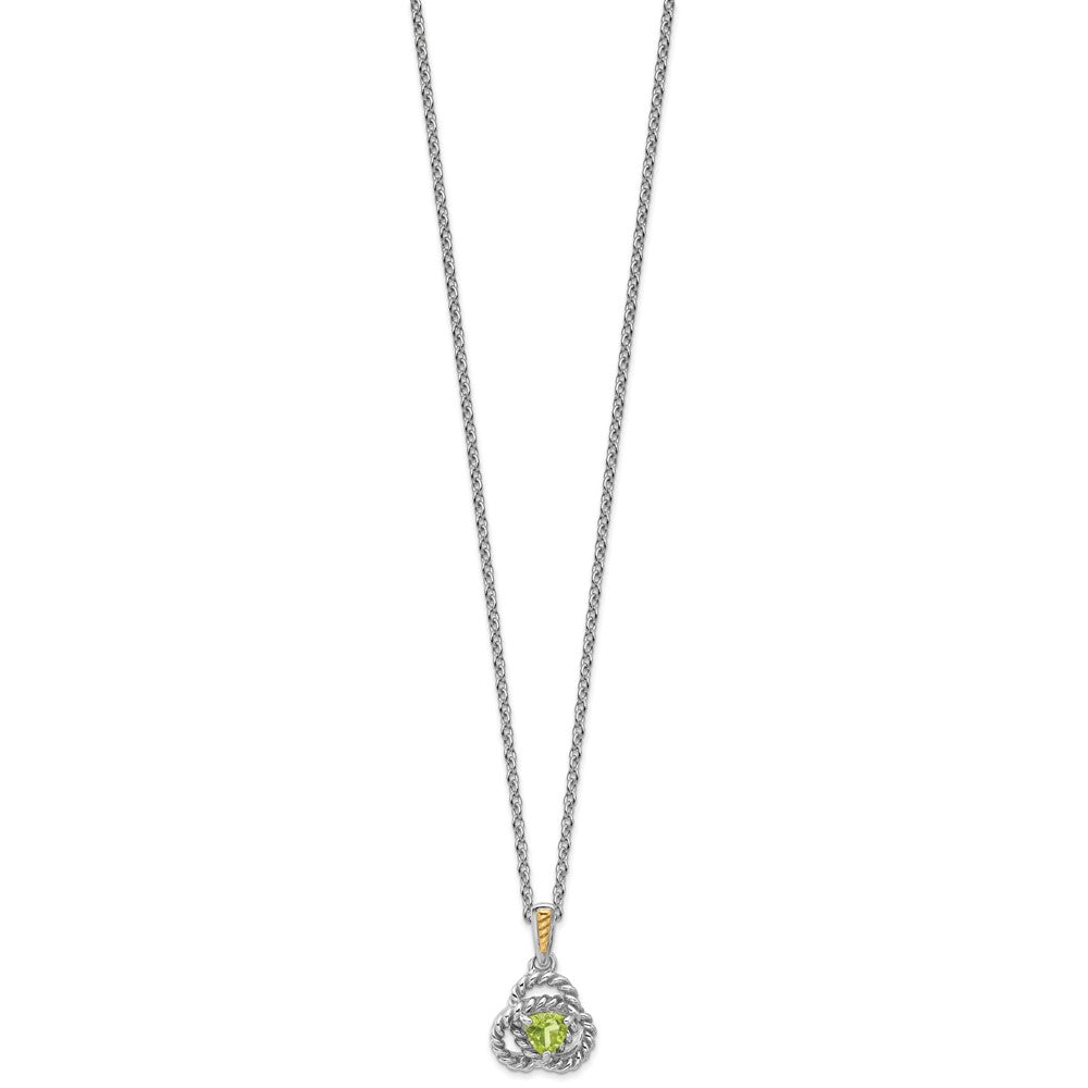 Sterling Silver 14K Gold Accent Peridot Necklace 18"