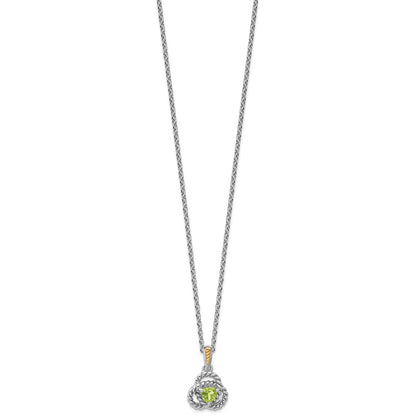 Sterling Silver 14K Gold Accent Peridot Necklace 18"