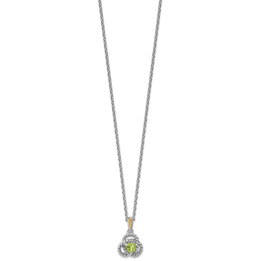 Sterling Silver 14K Gold Accent Peridot Necklace 18"