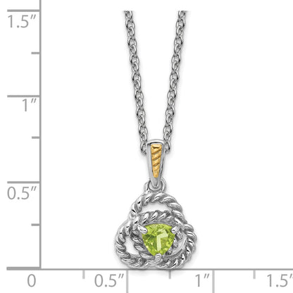 Sterling Silver 14K Gold Accent Peridot Necklace 18"