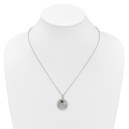 Sterling Silver 14K Gold Accent Round London Blue Topaz Swirl Circle Necklace 18"