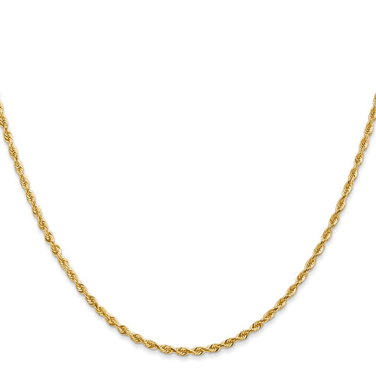 14k Yellow Gold 2mm Diamond-cut Quadruple Rope Lobster Clasp Chain 16"