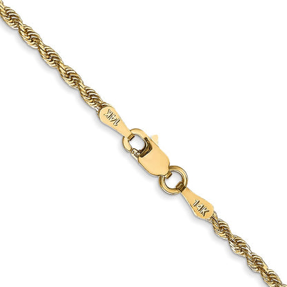 14k Yellow Gold 2mm Diamond-cut Quadruple Rope Lobster Clasp Chain 16"