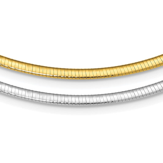 Sterling Silver Flash Gold-plated Reversible 3mm Cubetto Chain Necklace 18"