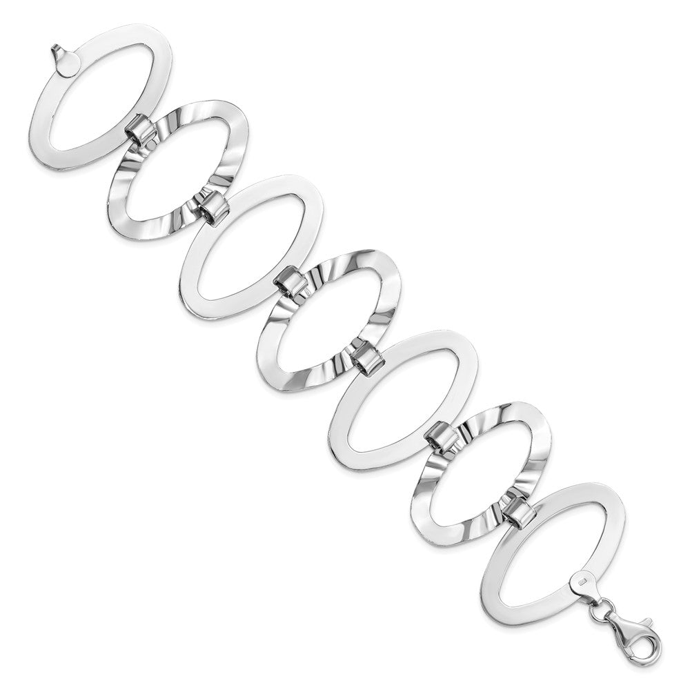 925 Sterling Silver 41.4mm Fancy Oval Link Bracelet 7.5 inch