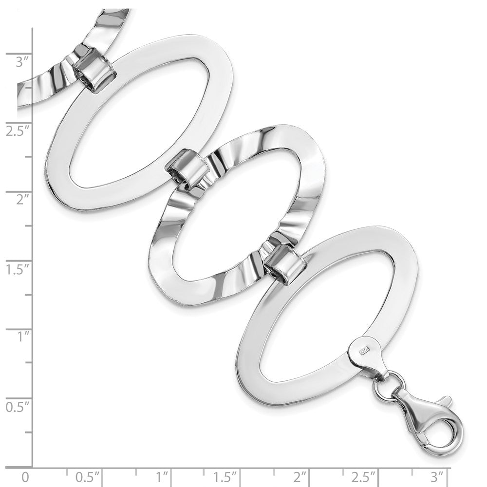 925 Sterling Silver 41.4mm Fancy Oval Link Bracelet 7.5 inch