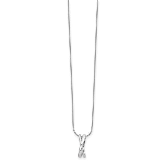 Sterling Silver Diamond Crossover Necklace 20"