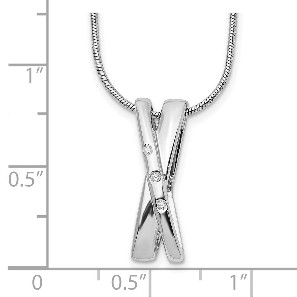 Sterling Silver Diamond Crossover Necklace 20"