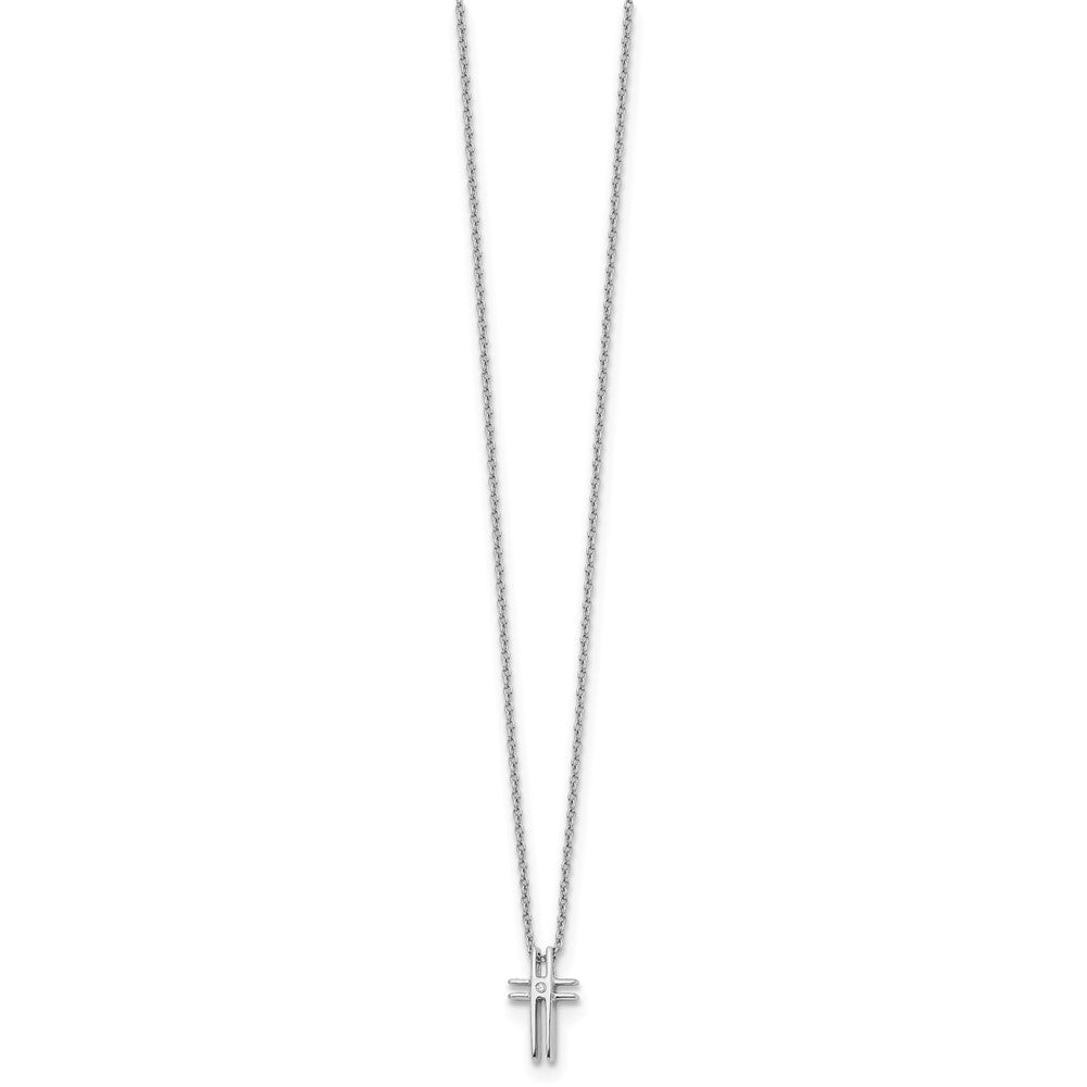 Sterling Silver Diamond Cross Necklace 20"