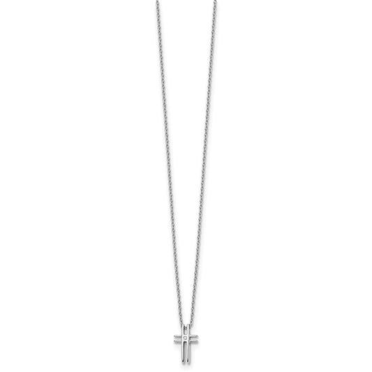 Sterling Silver Diamond Cross Necklace 20"