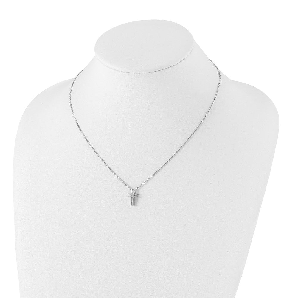 Sterling Silver Diamond Cross Necklace 20"