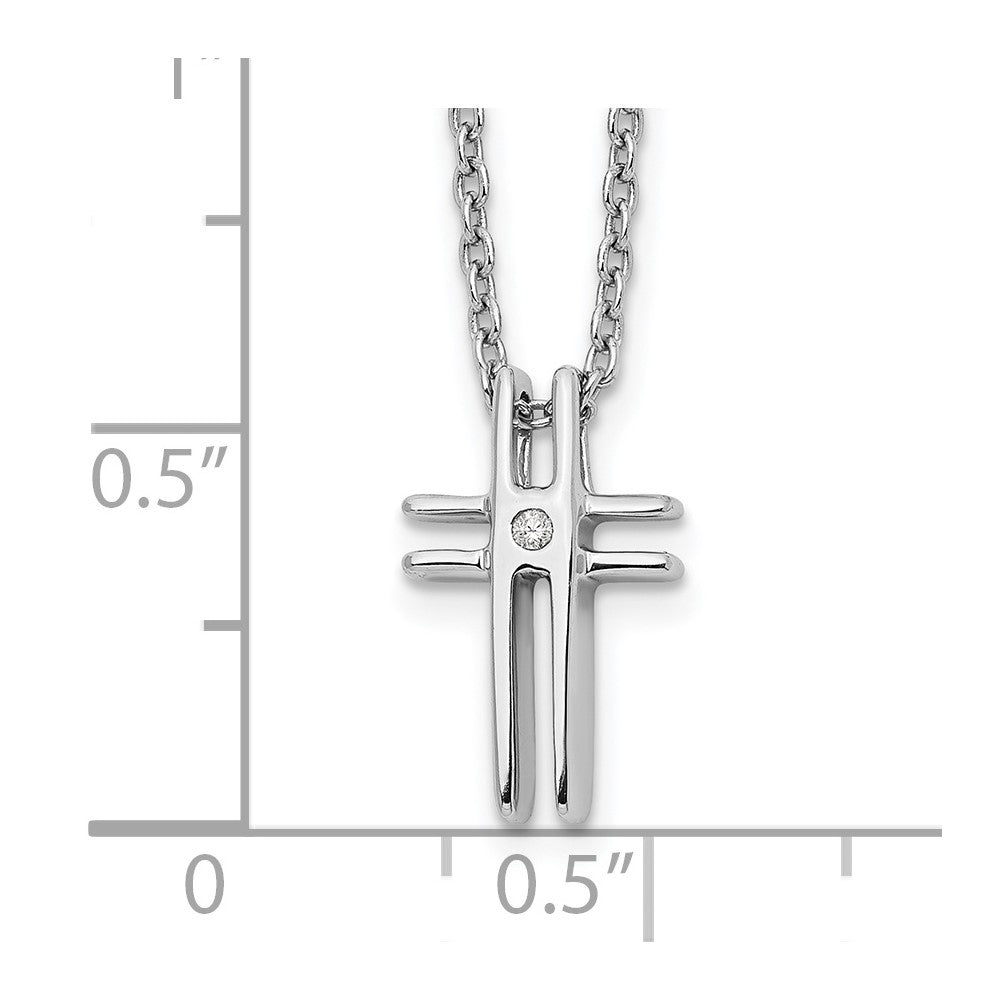 Sterling Silver Diamond Cross Necklace 20"