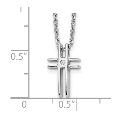 Sterling Silver Diamond Cross Necklace 20"