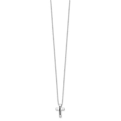 Sterling Silver Black Diamond Cross Necklace 20"
