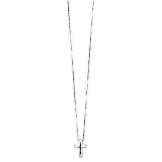 Sterling Silver Black Diamond Cross Necklace 20"
