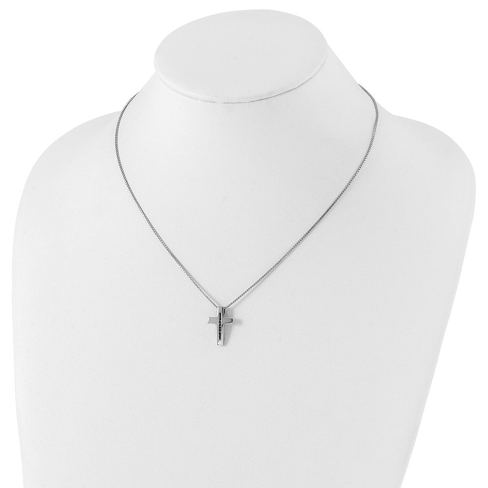Sterling Silver Black Diamond Cross Necklace 20"