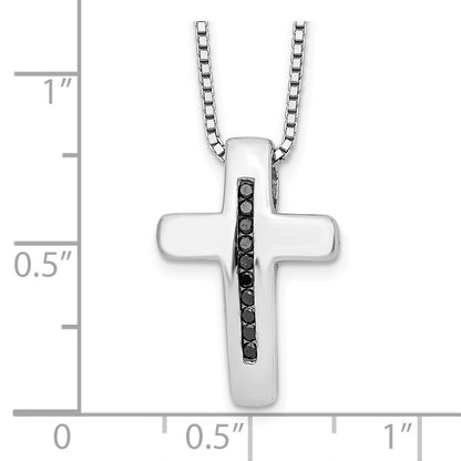 Sterling Silver Black Diamond Cross Necklace 20"