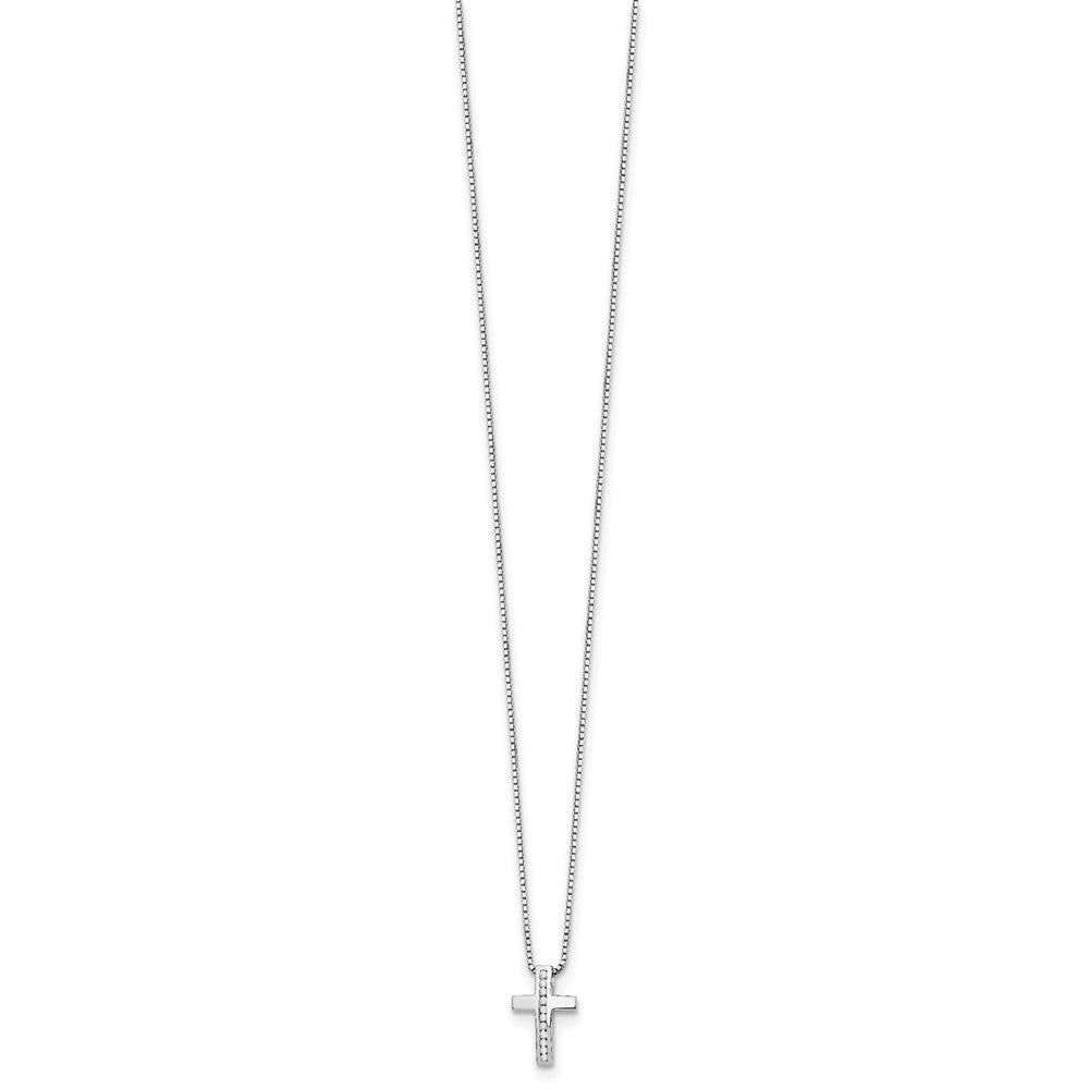 Sterling Silver Diamond Cross Slide Pendant Necklace 20"