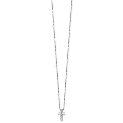 Sterling Silver Diamond Cross Slide Pendant Necklace 20"