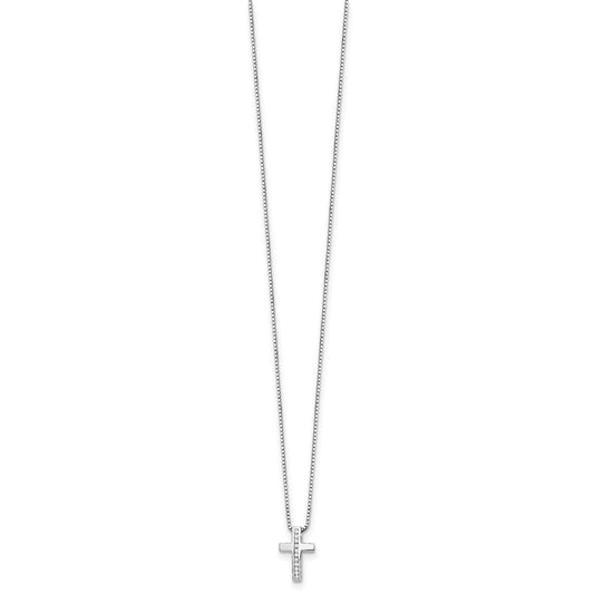 Sterling Silver Diamond Cross Slide Pendant Necklace 20"