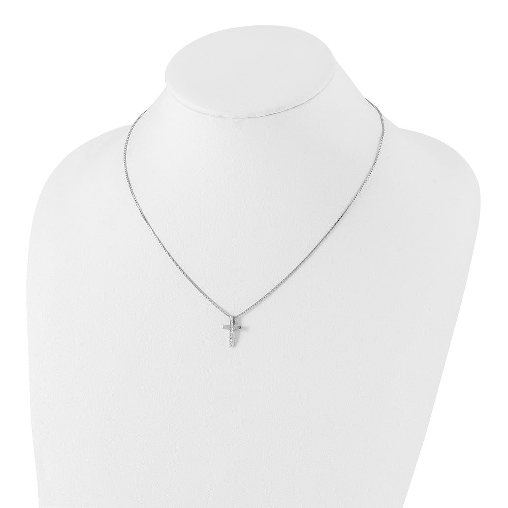 Sterling Silver Diamond Cross Slide Pendant Necklace 20"