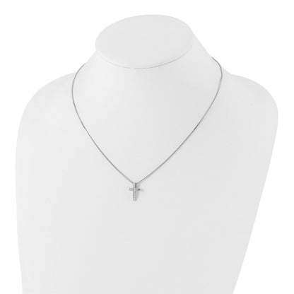 Sterling Silver Diamond Cross Slide Pendant Necklace 20"
