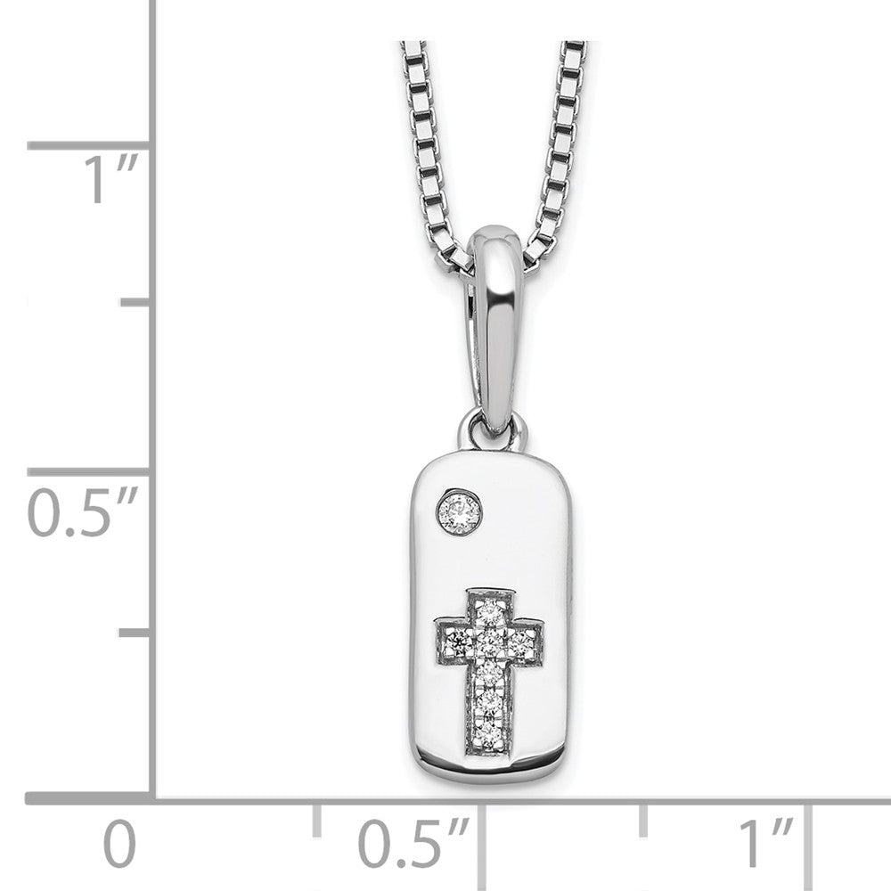 Sterling Silver Diamond Cross Tag Necklace 20"