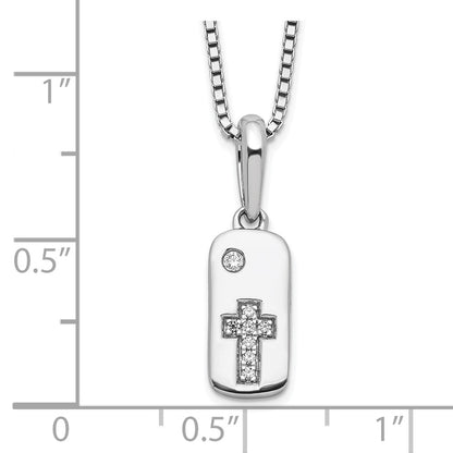 Sterling Silver Diamond Cross Tag Necklace 20"